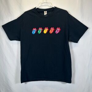 Fruit of the Loom Rolling Stones T-Shirt Large Hot Lips Rainbow Tongue Vintage